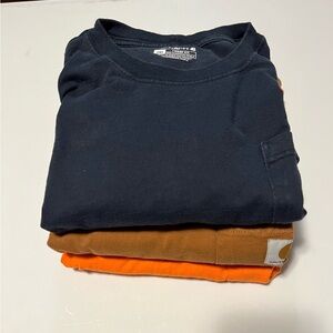 Men’s Carhartt 2XL Loose Fit ( 3 Shirts, Orange, Brown, Navy Blue )